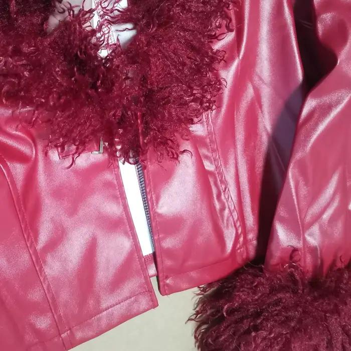Veste courte en cuir PU pour femme