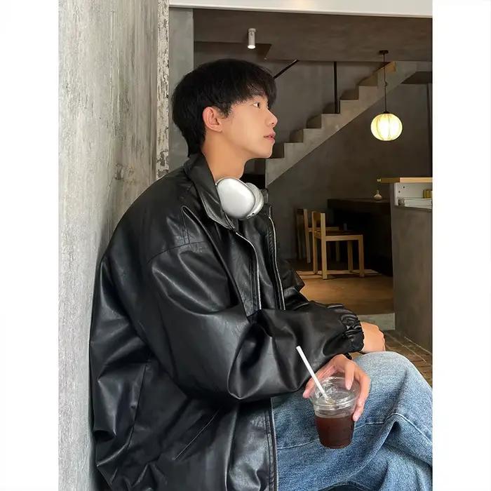 Veste d'automne en cuir Pu pour hommes