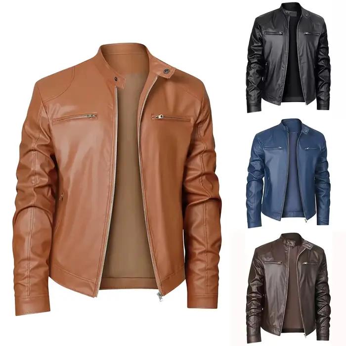Veste de motard en cuir pour hommes