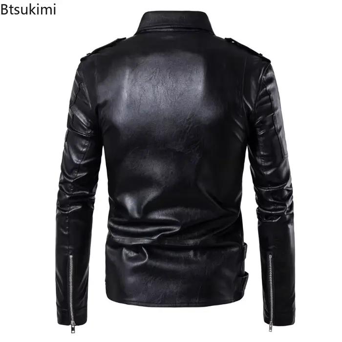 Veste de moto en faux cuir polyuréthane décontractée style punk pour hommes protection intempéries occasionnels sorties urbaines concerts punk