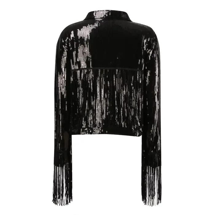 Veste d'hiver à franges pour femmes, thème campagnard, veste à paillettes mignonne, tendances patients, à la mode, 2023