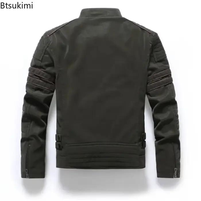 Veste de pilote en cuir PU pour hommes