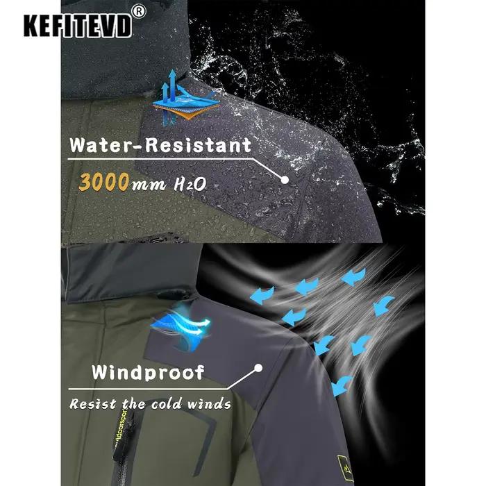 KEFITEVD Veste de Ski d'Hiver pour Homme Doublée en Polaire Chaude Résistante à l'Eau Manteaux Lourd pour Randonnée et Camping en Extérieur Coupe-Vent