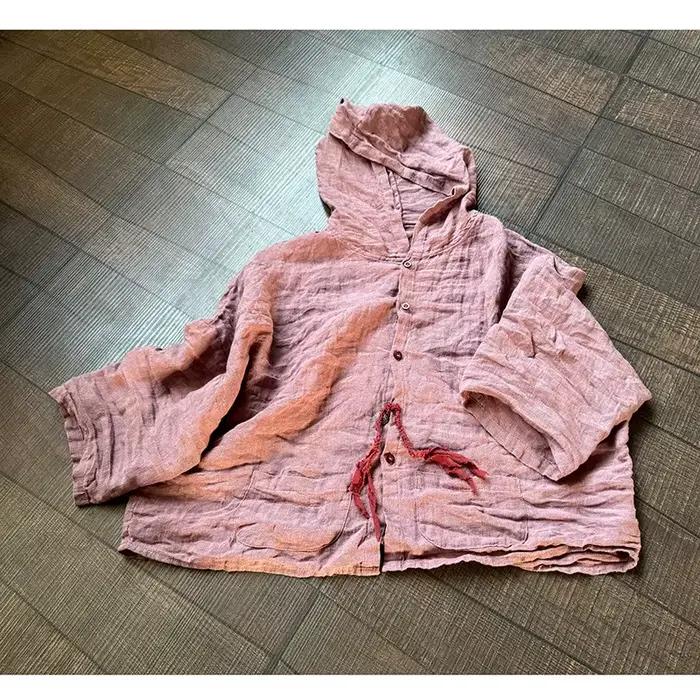 Veste ample à capuche en lin pour femmes