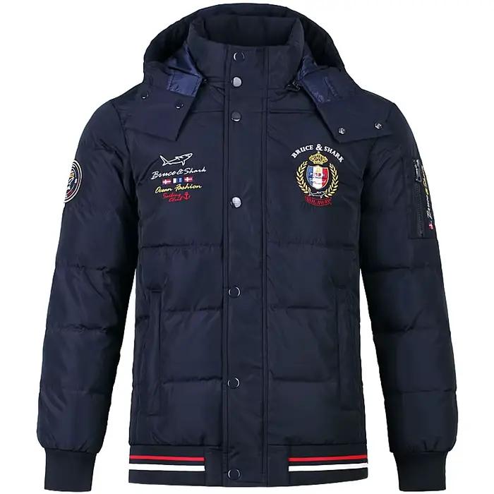 Doudoune en plumes pour hommes, Résines grises, Broderie, Mode décontractée, Bruce & Shlavabo, Homme, Capuche, Thermique, Grand, Hiver, Nouveau, 70%