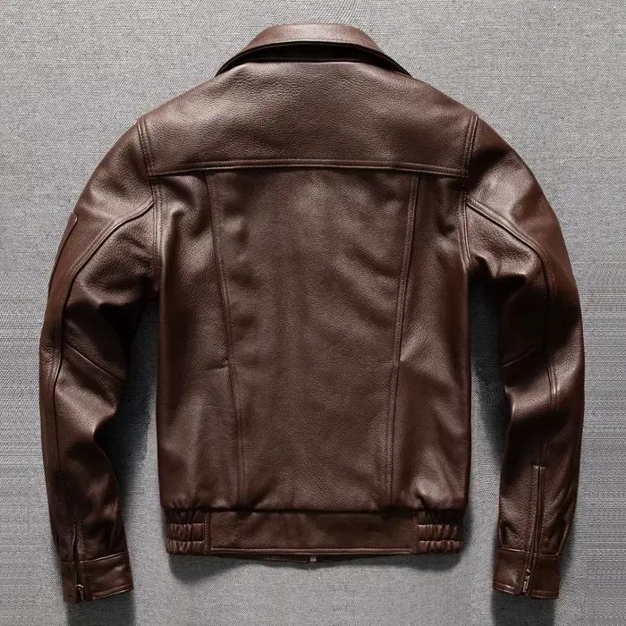 Veste en cuir marron pour homme