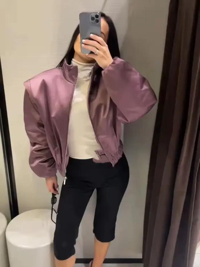 Veste matelassée violette pour femme