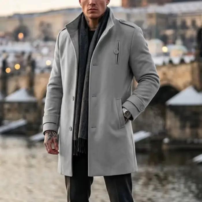 Nouveau Manteau Trench Homme Hiver à Épaulettes