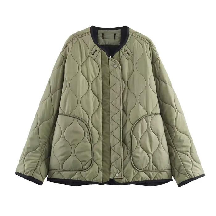 Bombers vestes femmes Armygreen manteau à manches longues hauts avec fermeture éclair vêtements d'extérieur zartins 2025 décontracté ample femme vestes manteau hiver