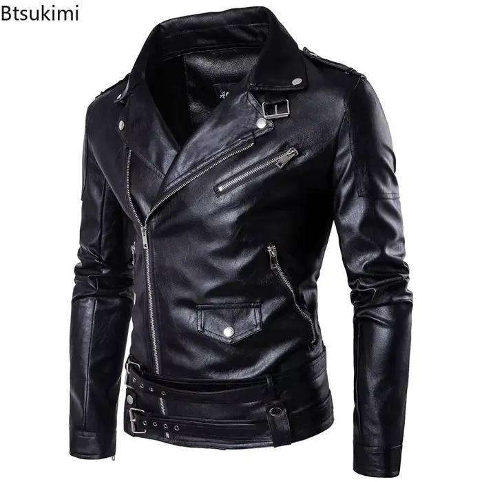Veste de moto en faux cuir polyuréthane décontractée style punk pour hommes protection intempéries occasionnels sorties urbaines concerts punk