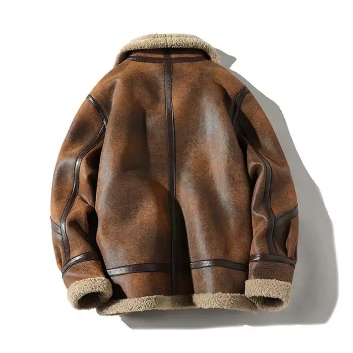 Manteau de moto en laine d'agneau pour homme