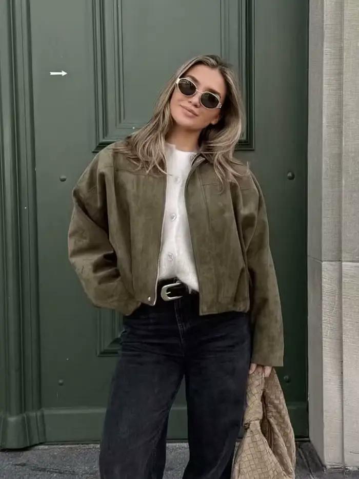HH – veste Texture en daim pour femmes