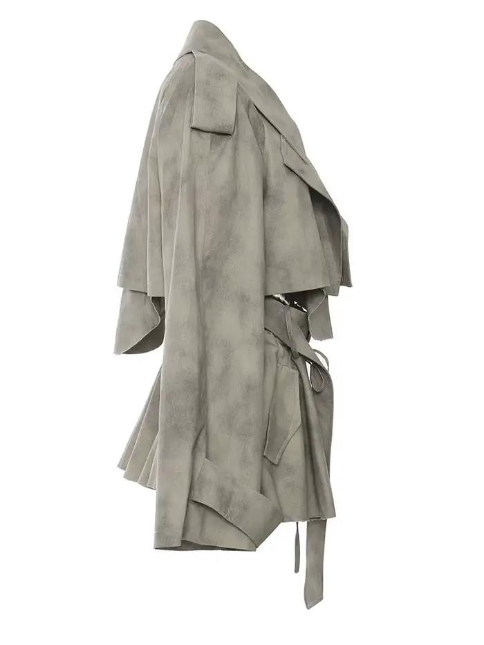 [EAM] veste imprimée cordon demi-corps jupe deux pièces costume nouveau revers à manches longues femmes mode printemps automne 2026 1DH7478