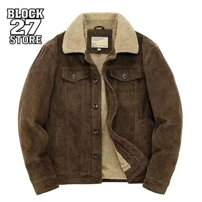 Harajuku homme coton vestes rembourré chaud ample Parka manteau velours côtelé veste courte