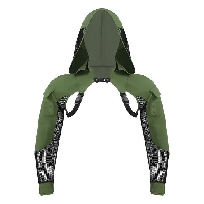 Veste tactique originale pour homme, coupe courte, à capuche, en maille filet, à manches longues, avec protection d'épaule, pour activités de plein air