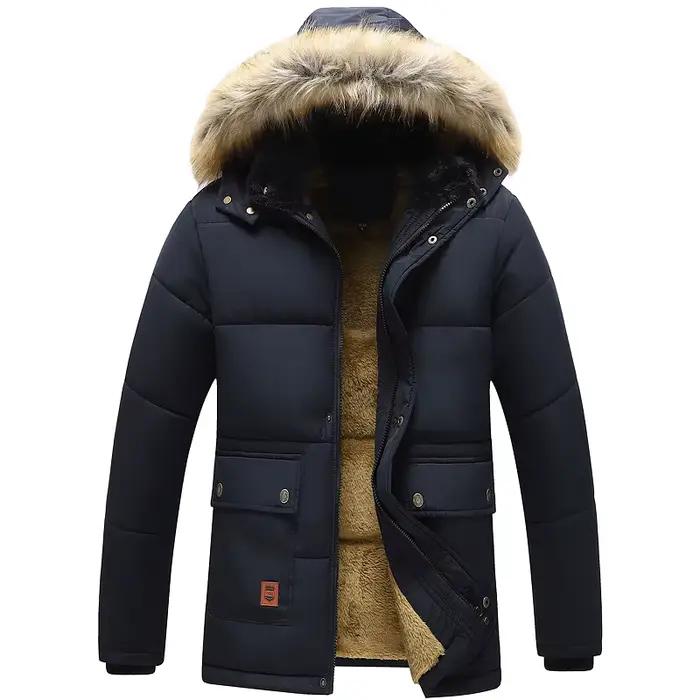 Hommes hiver nouveau coupe-vent polaire chaud épais veste Parkas manteau hommes mode à capuche col de fourrure veste classique décontracté Parka hommes