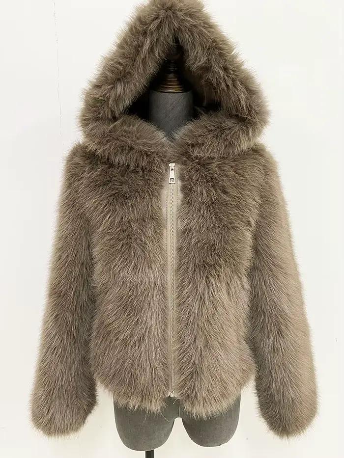 ZADORIN femmes veste d'hiver moelleux chaud à capuche fausse fourrure manteau femmes vêtements blanc fausse fourrure veste femmes vestes hiver 2025