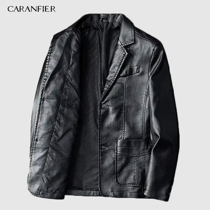 CARANFIER hommes vestes en cuir costume Blazers vêtements nouvelle mode décontracté homme