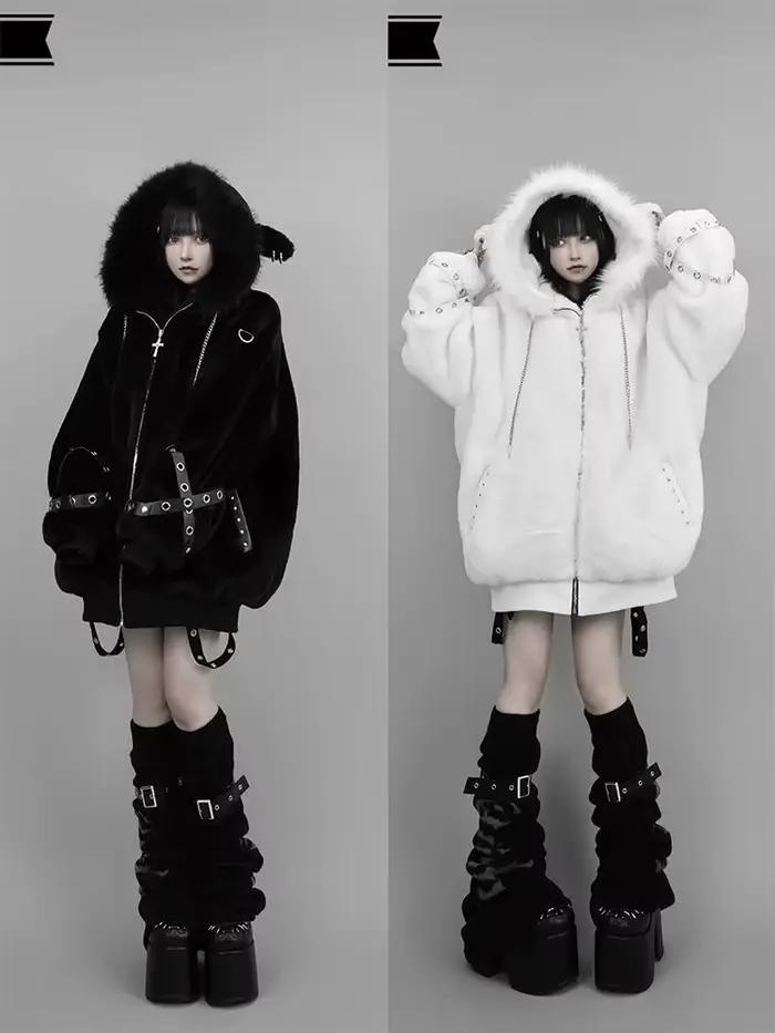 Manteau Lolita Gothique Vintage Kawaii pour Femmes Style Japonais Harajuku Y2K Occasions Spéciales Doux et Chaud Vestes Polyester Blanc Noir Beige Lavande Multi
