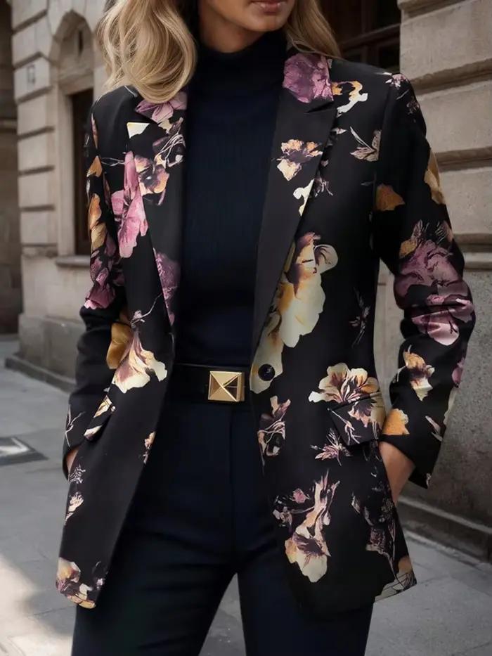 Blazer élégant pour femmes, veste de costume surdimensionnée à revers, collection printemps automne, manteau décontracté pour dames de bureau
