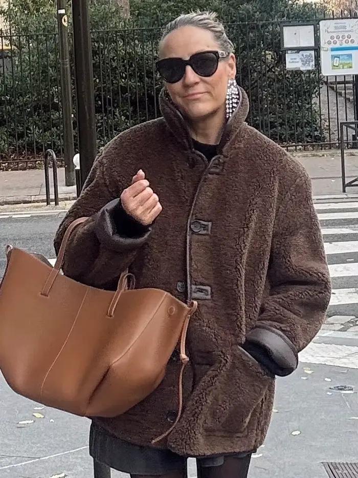 HH 2024 femme manteaux réversibles marron col rabattu manches longues poches simple boutonnage vestes d'hiver