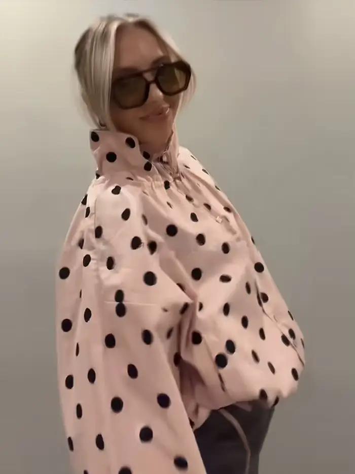 Nouvelle Veste Manteau à Capuche Femme à Pois