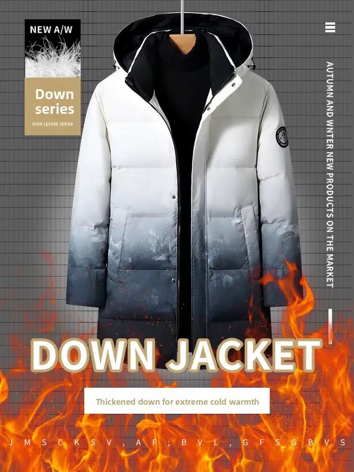 Veste d'hiver rembourrée de luxe pour hommes, manteau en duvet d'oie blanche, parka à capuche, longue rembourrage, vestes décontractées pour hommes, veste homme hiver, manteau homme hiver, veste d'hiver homme, vestes hommes hiver, veste homme luxe, veste homme hiver décontractée, veste homme hiver p