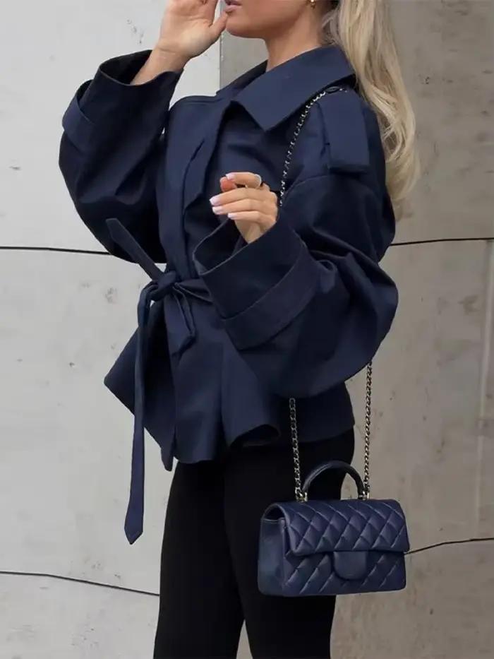 Trench-Coat froncé à lacets pour femme