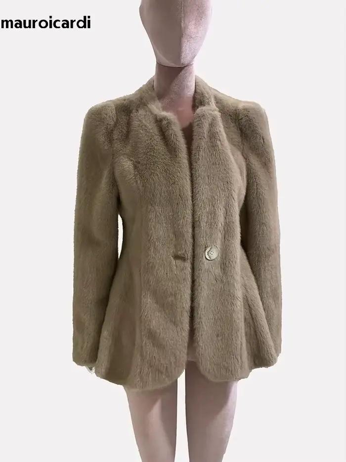 Mauroicardi-Manteau en Fausse Fourrure de Vison pour Femme
