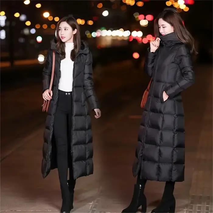 Parka d'hiver longue rembourrée au dessus du genou pour femme, vêtement d'extérieur épais et matelassé, Slim, à capuche, L35, nouvelle collection 2022