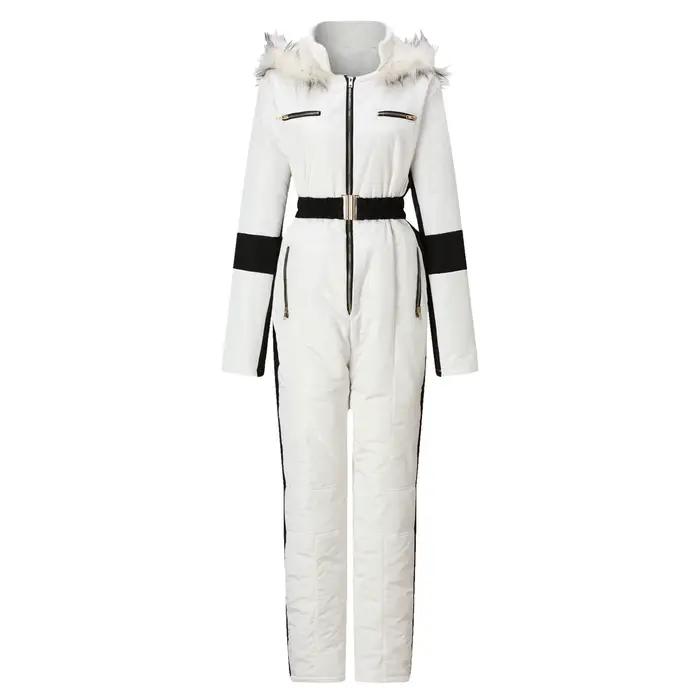 Veste de ski femme imperméable avec col amovible pour sports de plein air et activités hivernales en polyester confortable et flanelle occasions spéciales et quotidiennes