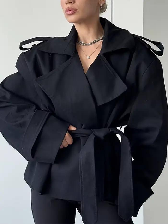 Trench-Coat froncé à lacets pour femme
