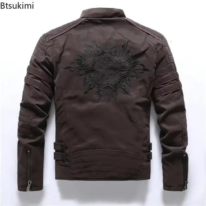 Veste de pilote en cuir PU pour hommes