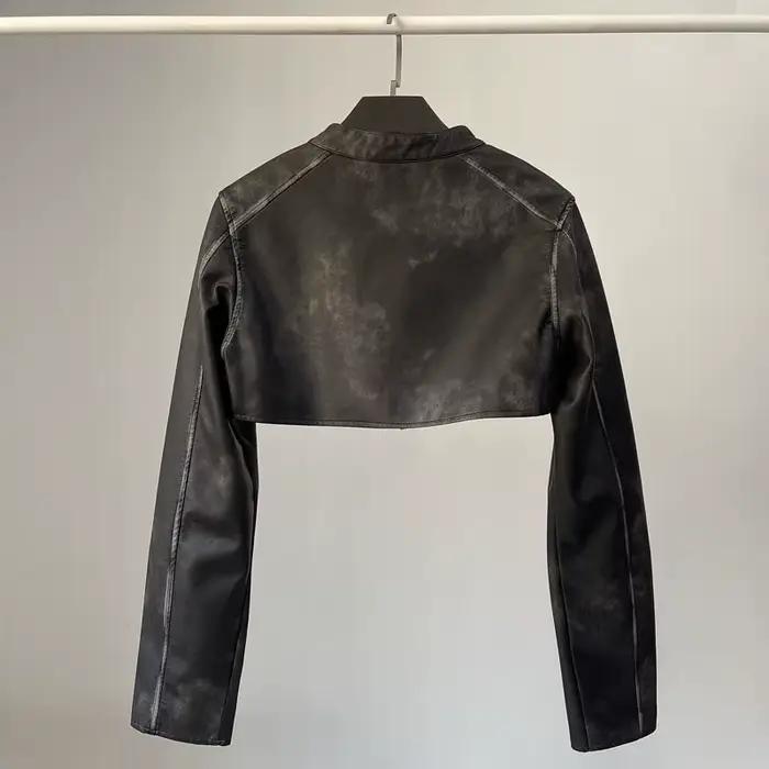Veste de Motard en Faux Cuir PU pour Femme