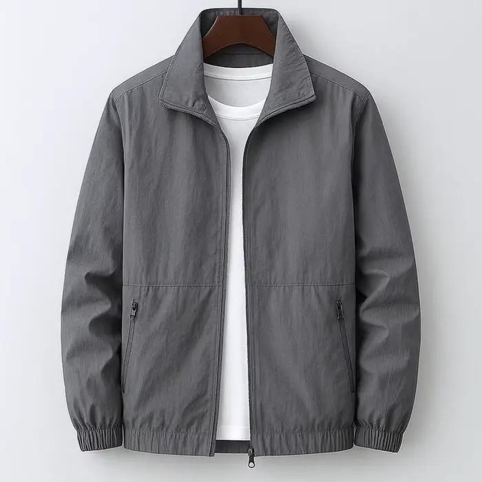 Nouveau 2025 hommes printemps automne col montant veste mince décontracté imperméable vêtements d'extérieur élégant mâle mode manteau costume vestes