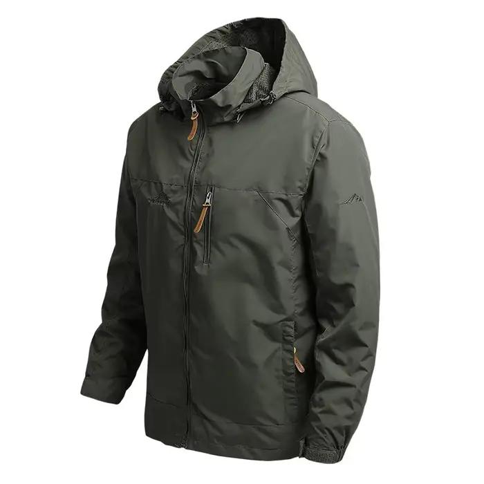 Veste homme DulJacket imperméable à capuche pour plein air, escalade, shopping, et autres activités extérieures, en polyester avec fermeture éclair, styles décontracté et moderne