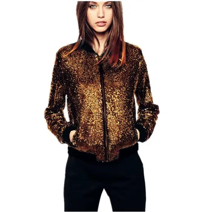 Veste Courte Décontractée Femme Style Sportif à Paillettes, Tendance Europe et États-Unis, Vêtements d'Hiver 2026