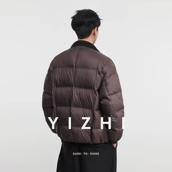 Mode hommes 90 duvet de canard blanc revers Plaid doudoune 2025 hiver nouveau lâche chaud pain manteau haut veste