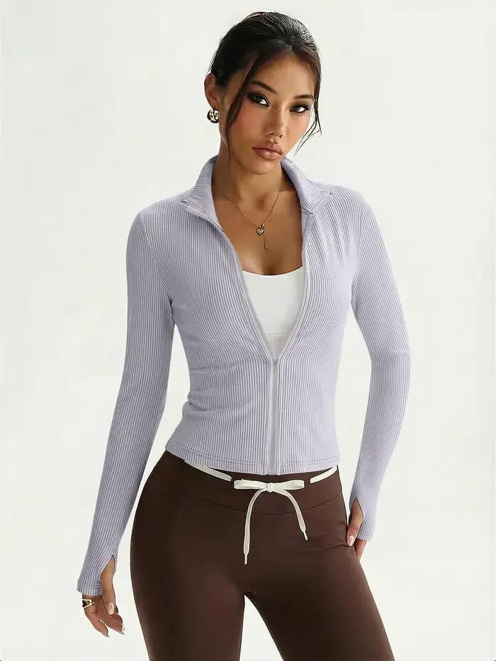 Veste polyvalente en tricot côtelé à fermeture éclair intégrale
