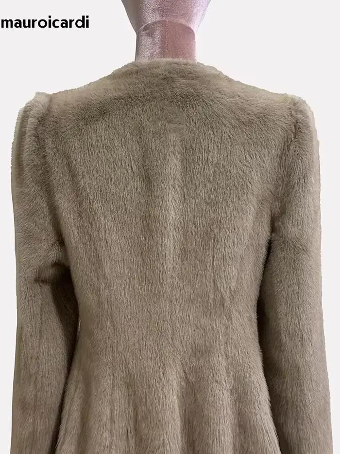 Mauroicardi-Manteau en Fausse Fourrure de Vison pour Femme