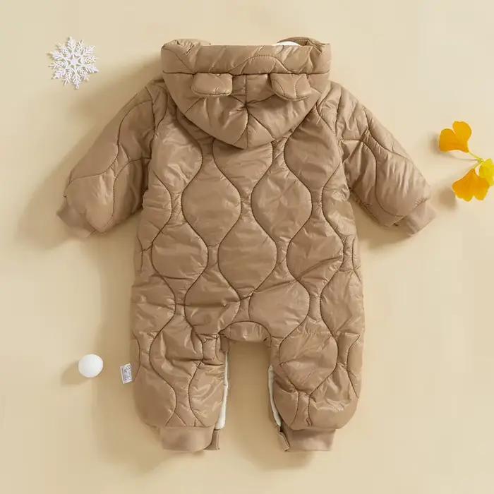 Combinaison de neige pour bébé fille et garçon, chaude, manches longues, fermeture éclair, sweat à capuche, barboteuse, veste bouffante, hiver