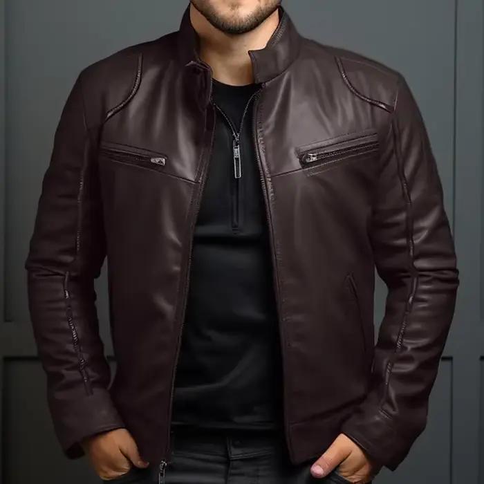 Veste de moto en cuir pour hommes