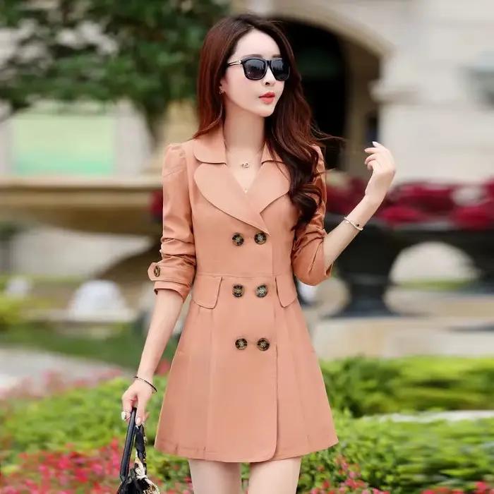 2025 nouveau Trench Coat femmes Double boutonnage dentelle femme automne manteaux décontractés coupe-vent vêtements d'extérieur imperméable Streetwear