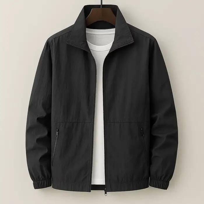 Nouveau 2025 hommes printemps automne col montant veste mince décontracté imperméable vêtements d'extérieur élégant mâle mode manteau costume vestes