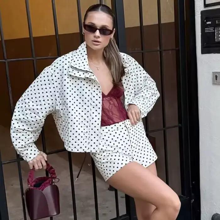 HXAO – veste bombardier à pois pour femme