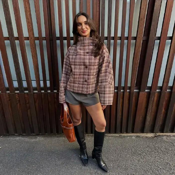Veste à carreaux pour femmes