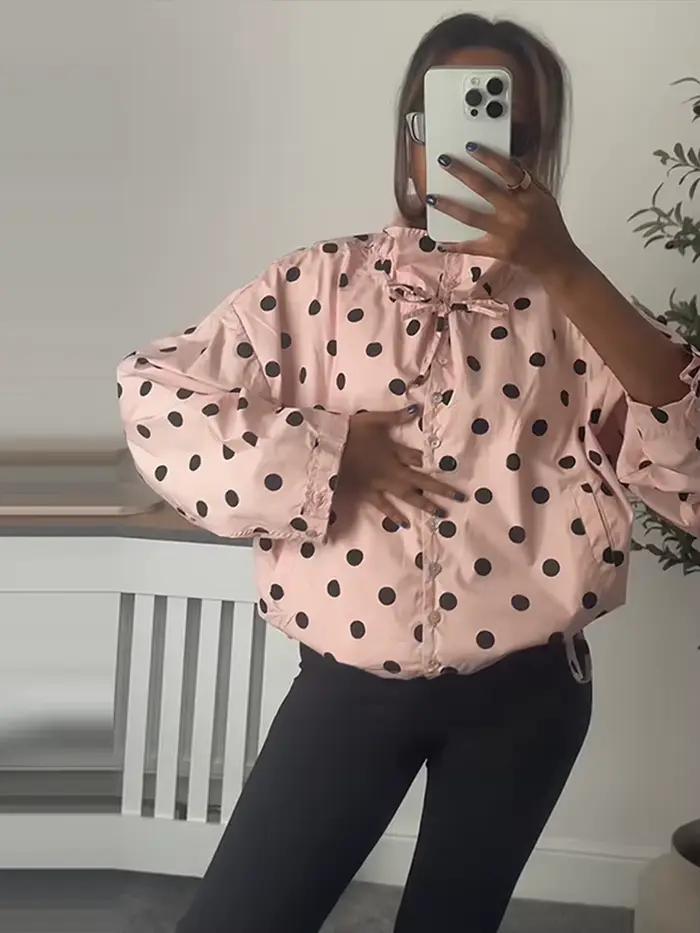 Nouvelle Veste Manteau à Capuche Femme à Pois