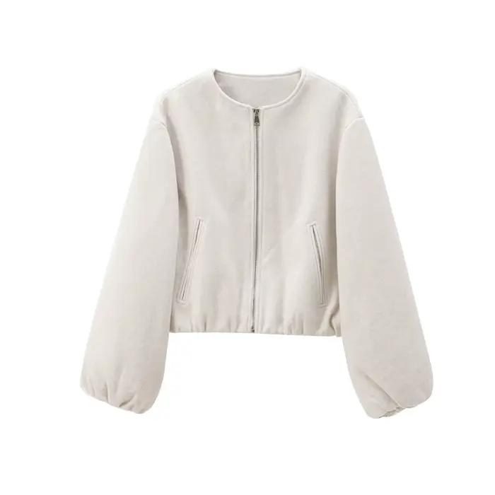Mujer Bomber Vest Femme Polyester Solide Sportif Vestes Courtes à Manches Longues Pour Entrainements et Sorties Spéciales
