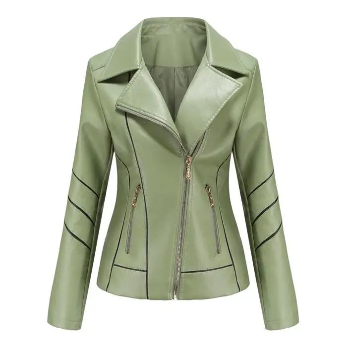 Veste en simili cuir PU rouge pour femmes