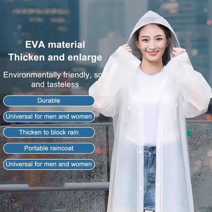 1PC Non jetable Portable adulte imperméable Eva Poncho voyage en plein air Transparent une pièce unisexe imperméable pour homme vêtements de pluie